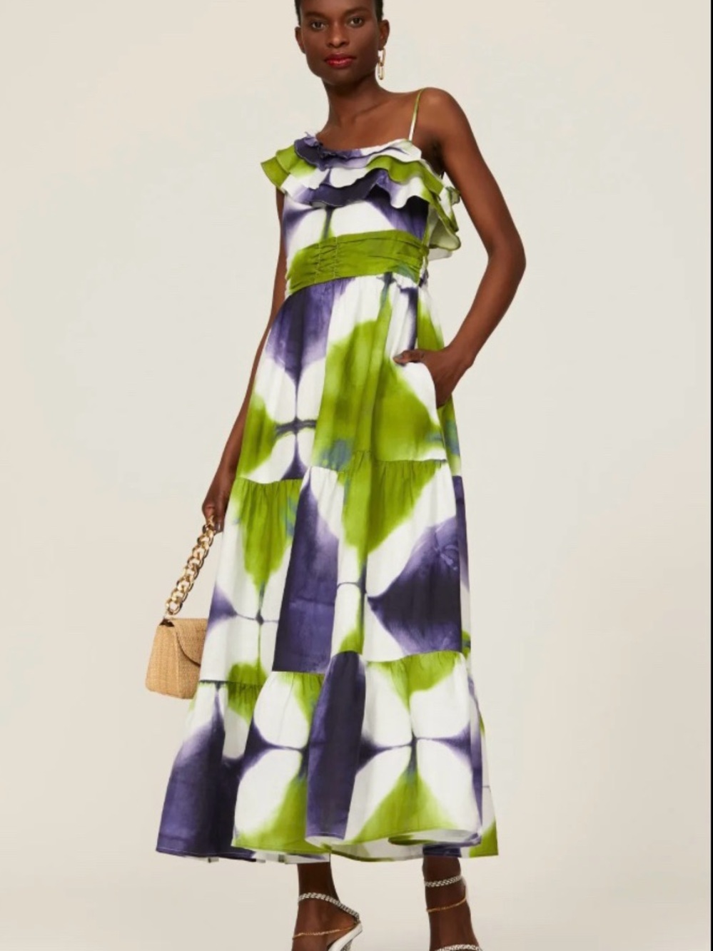 Busayo. Tie-Dye Ruffle Maxi Dress